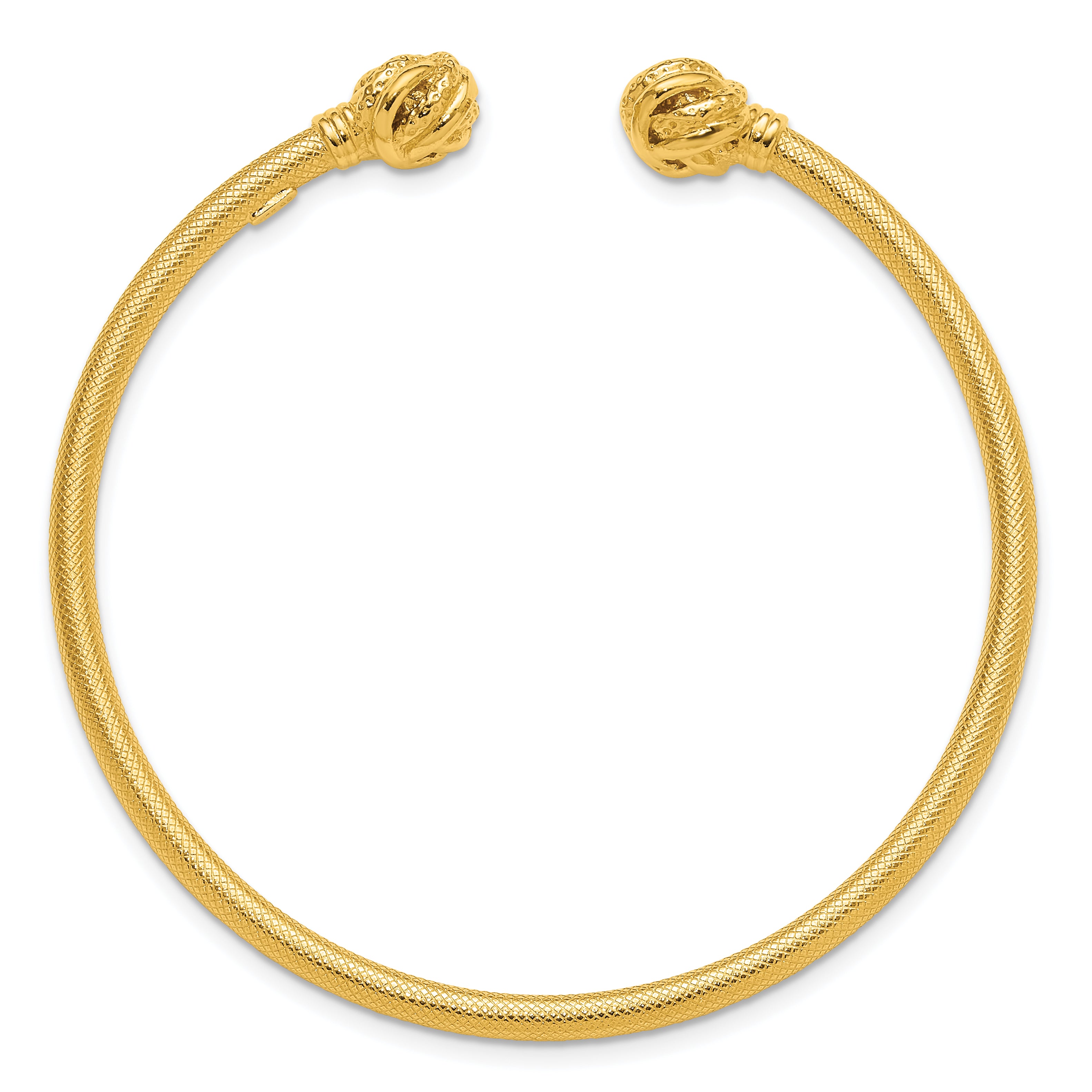 Sterling Silver Gold-tone Textured Love Knot Cuff Bangle