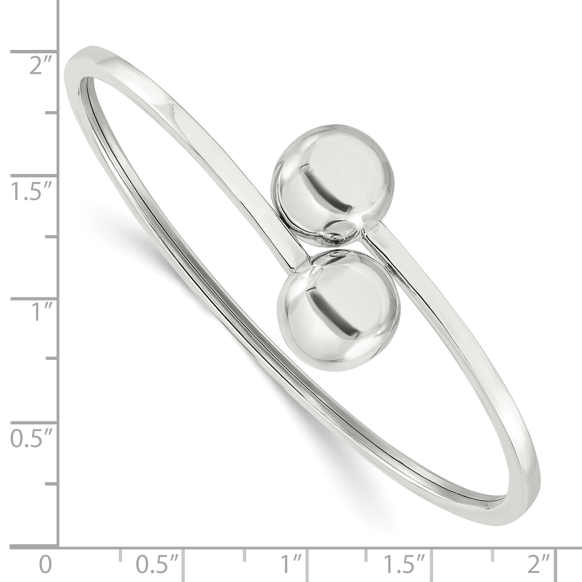 Sterling Silver Polished Ball Bypass Bangle Bracelet