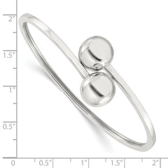 Sterling Silver Polished Ball Bypass Bangle Bracelet