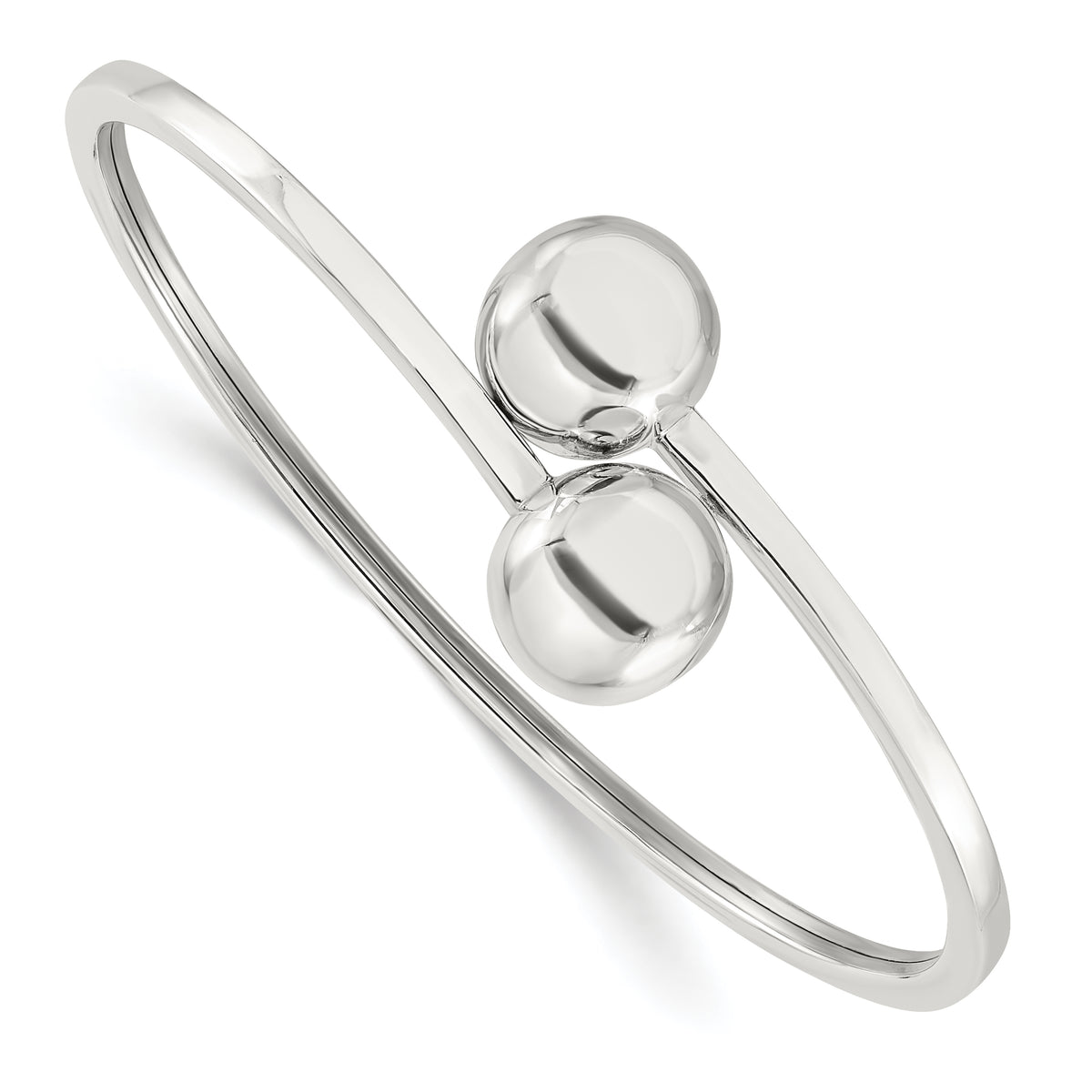 Sterling Silver Polished Ball Bypass Bangle Bracelet