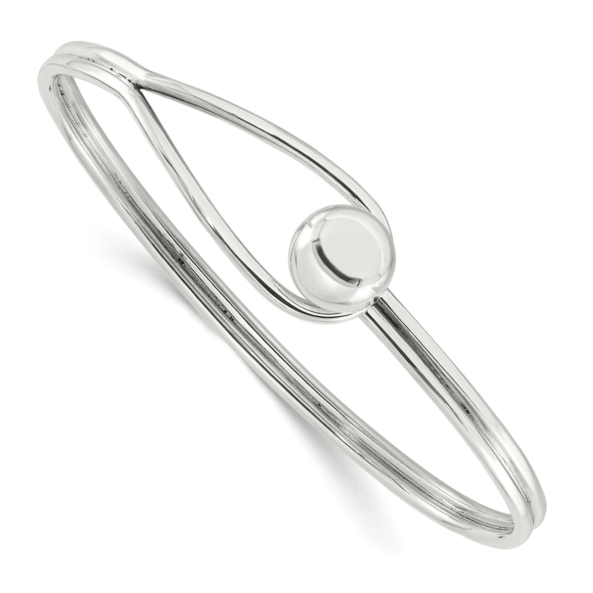 Sterling Silver Polished Ball Bead & Loop Bangle