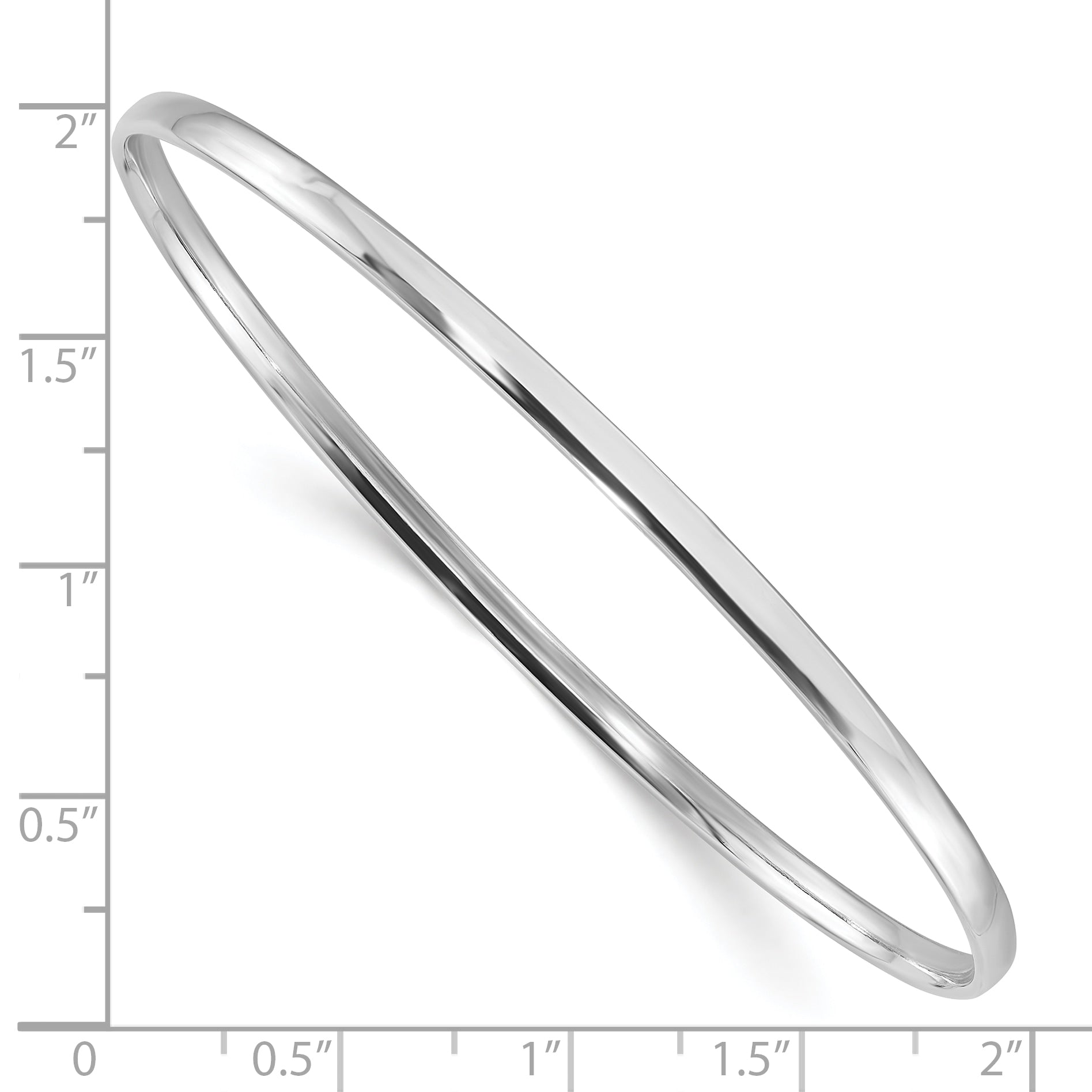 Sterling Silver Rhodium-plated Polished 3.00mm Slip on Bangle