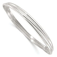 Sterling Silver Polished Triple Intertwined Slip On Bangle