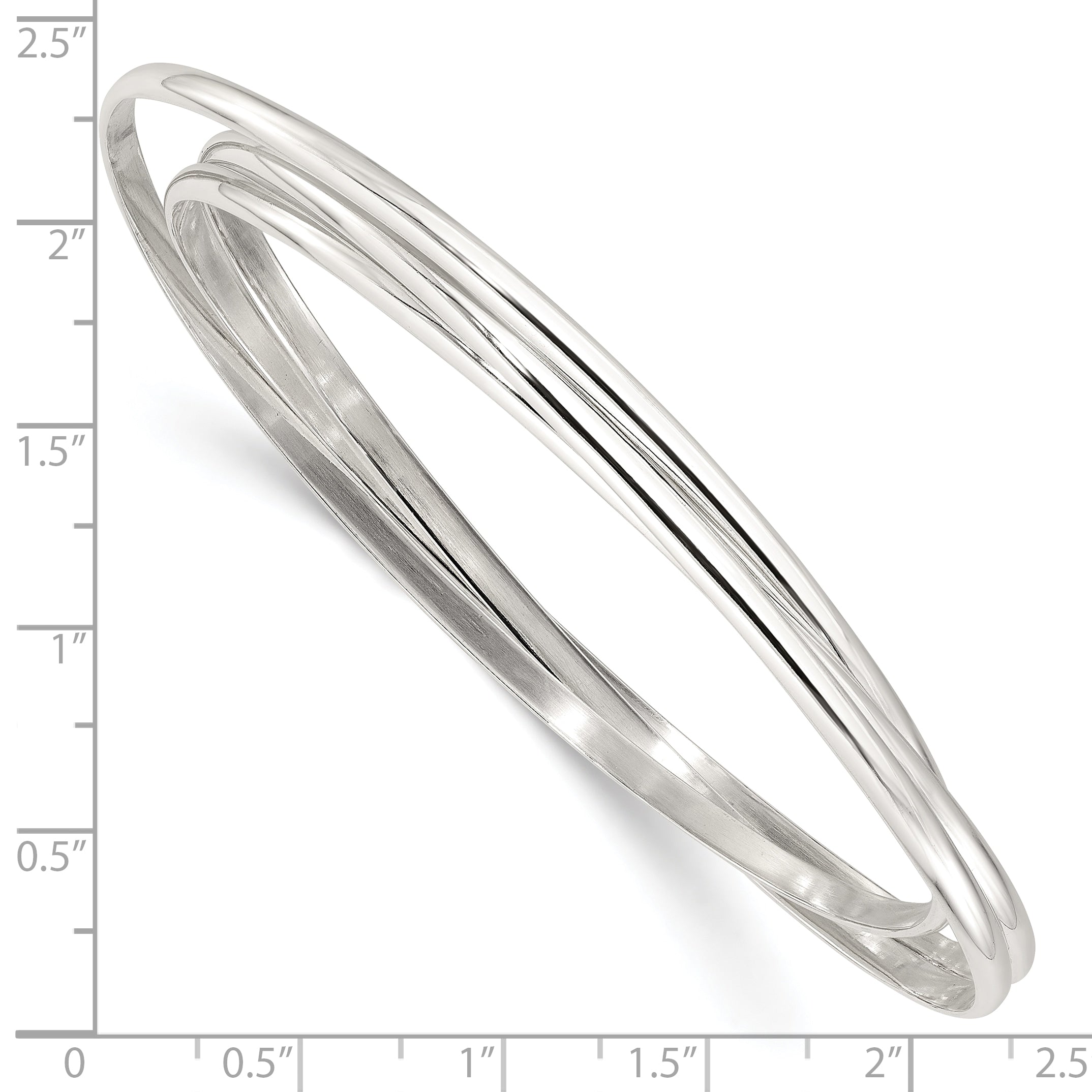 Sterling Silver Polished Triple Intertwined Slip On Bangle