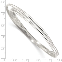 Sterling Silver Polished Triple Intertwined Slip On Bangle