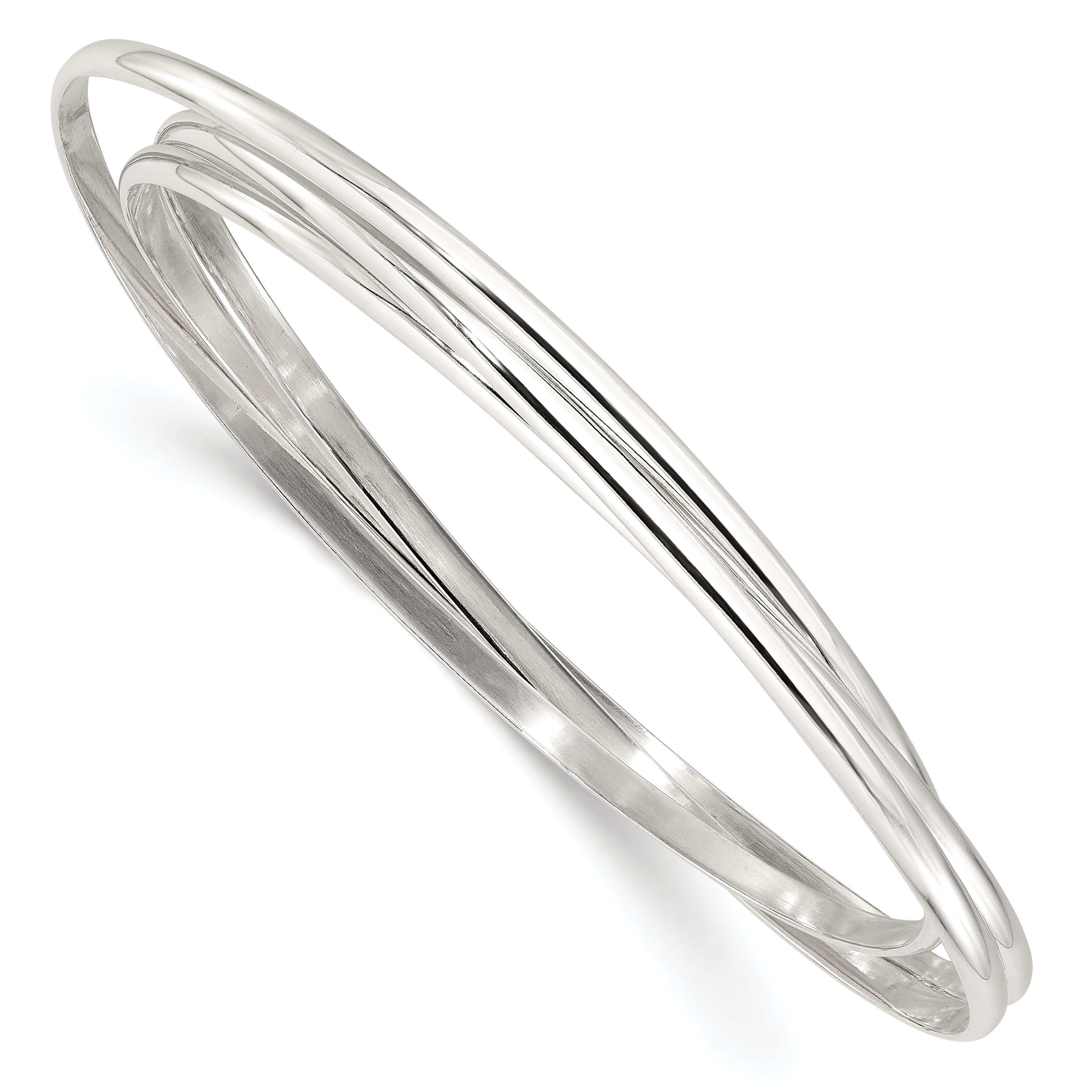 Sterling Silver Polished Triple Intertwined Slip On Bangle