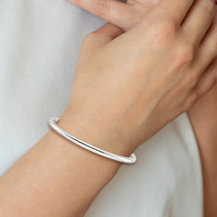 Sterling Silver Polished 4mm Tube Slip-on Bangle