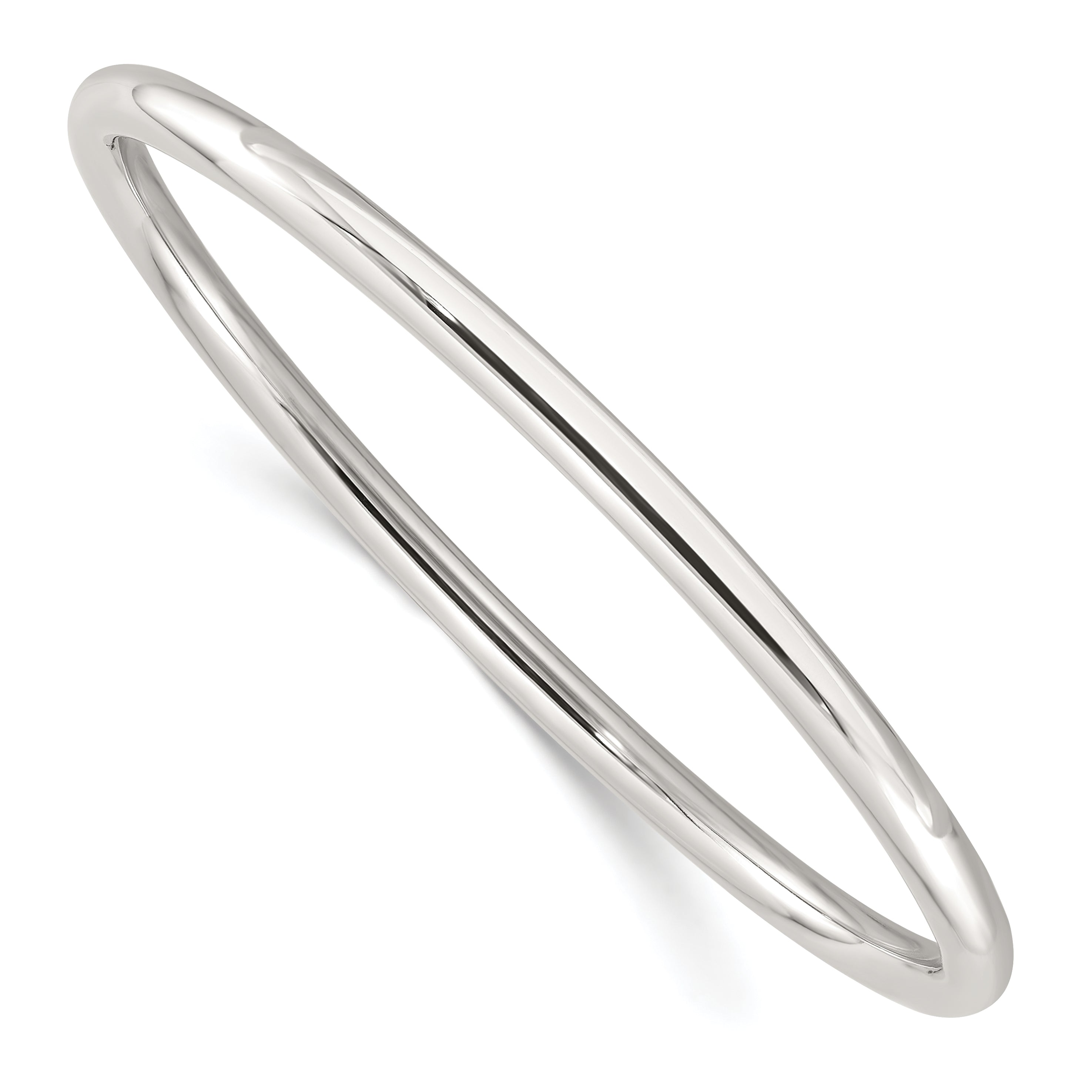 Sterling Silver Polished 4mm Tube Slip-on Bangle