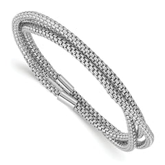 Sterling Silver Rhodium-plated 3 Intertwined Stretch Mesh Bracelets