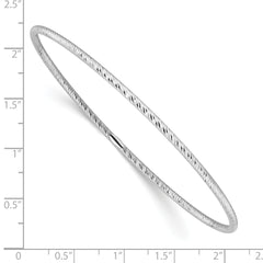 Sterling Silver Rhodium-plated Polished D/C Slip-On Bangle