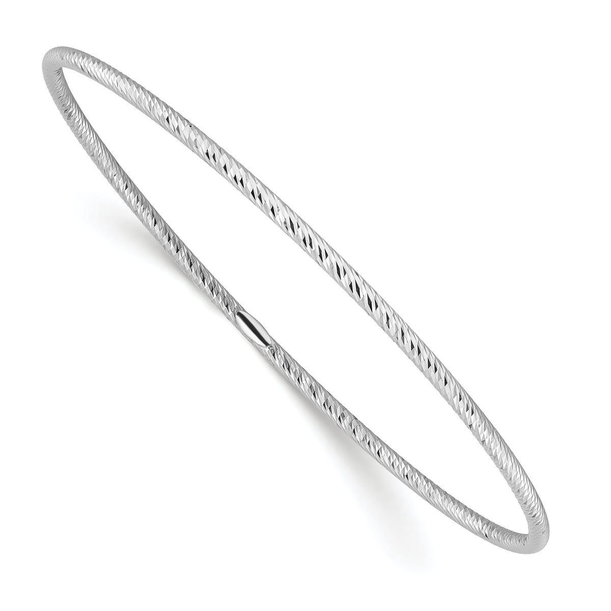 Sterling Silver Rhodium-plated Polished D/C Slip-On Bangle