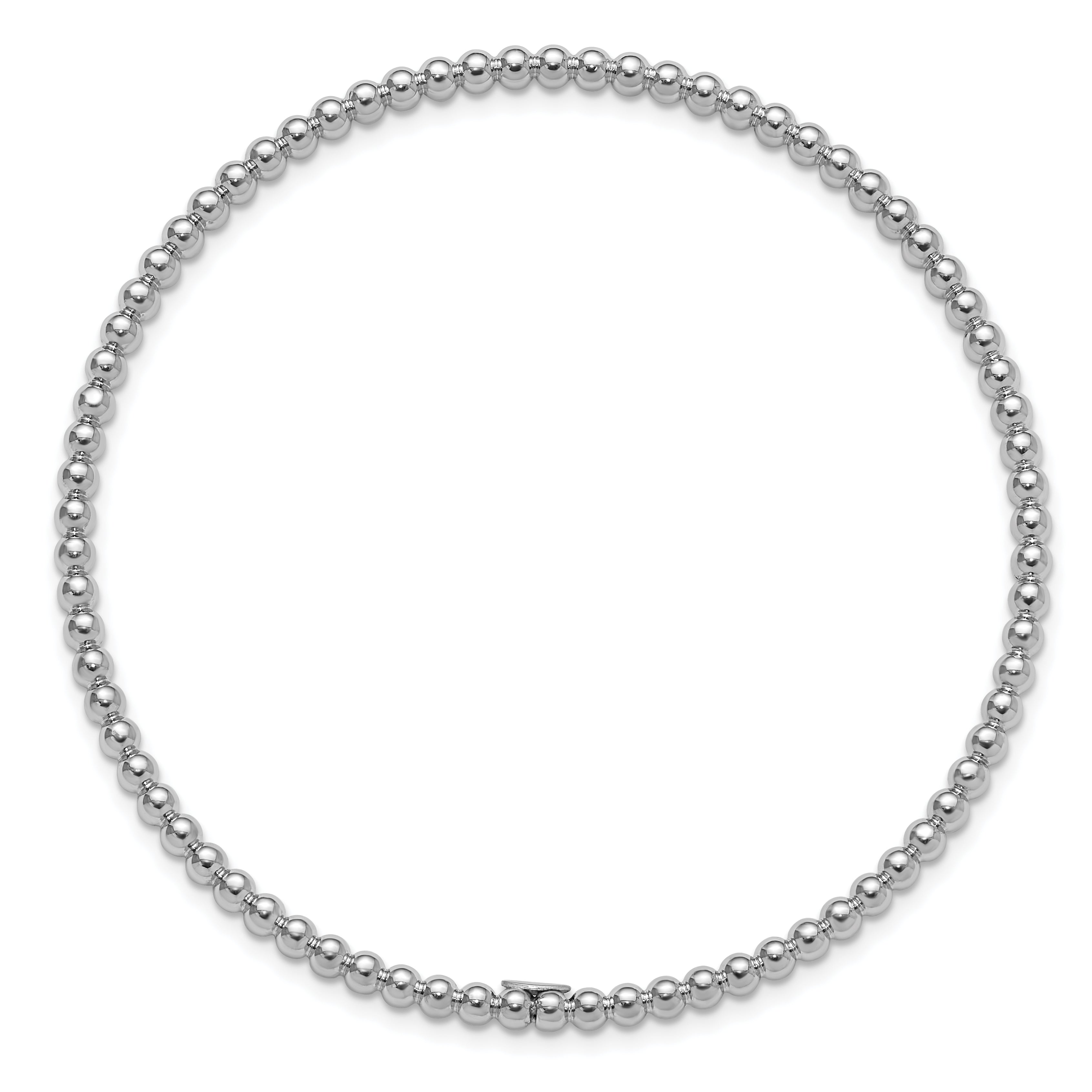 Sterling Silver Rhodium-plated Polished Beaded Slip-On Bangle