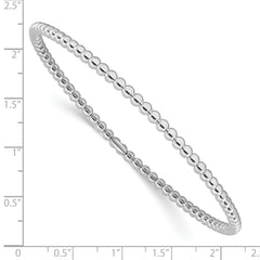 Sterling Silver Rhodium-plated Polished Beaded Slip-On Bangle