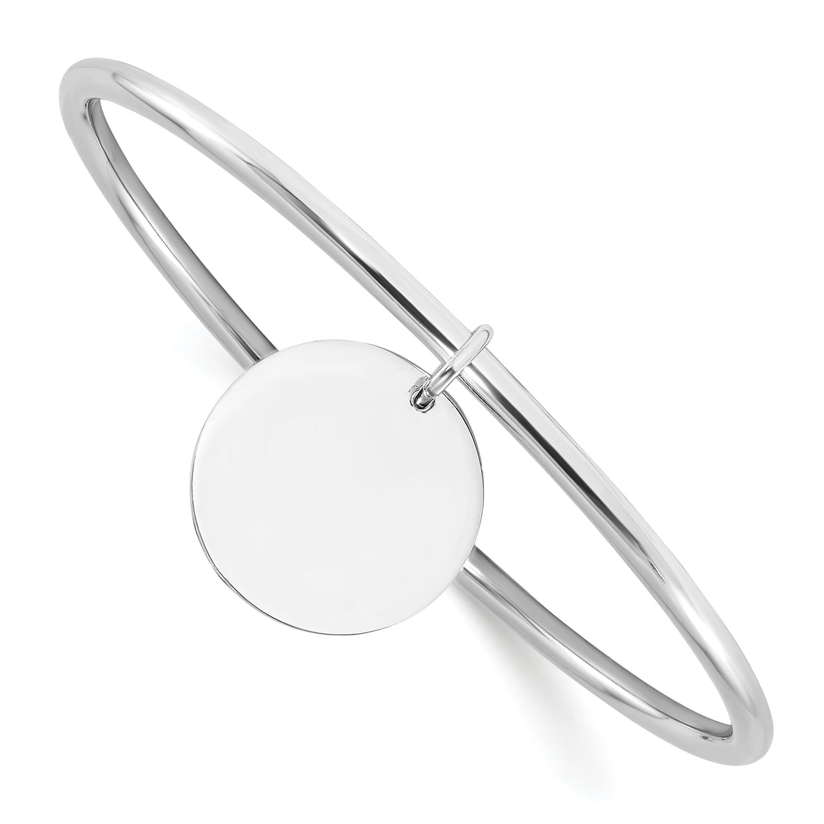 Sterling Silver Rhodium-plated w/Disc Dangle Slip on Bangle