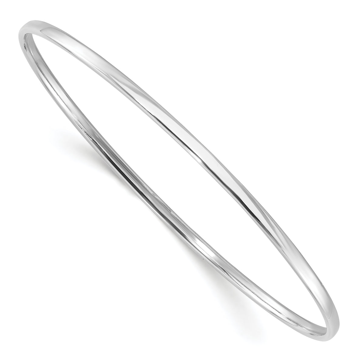 Sterling Silver Rhodium-plated Polished 2.40mm Slip on Bangle