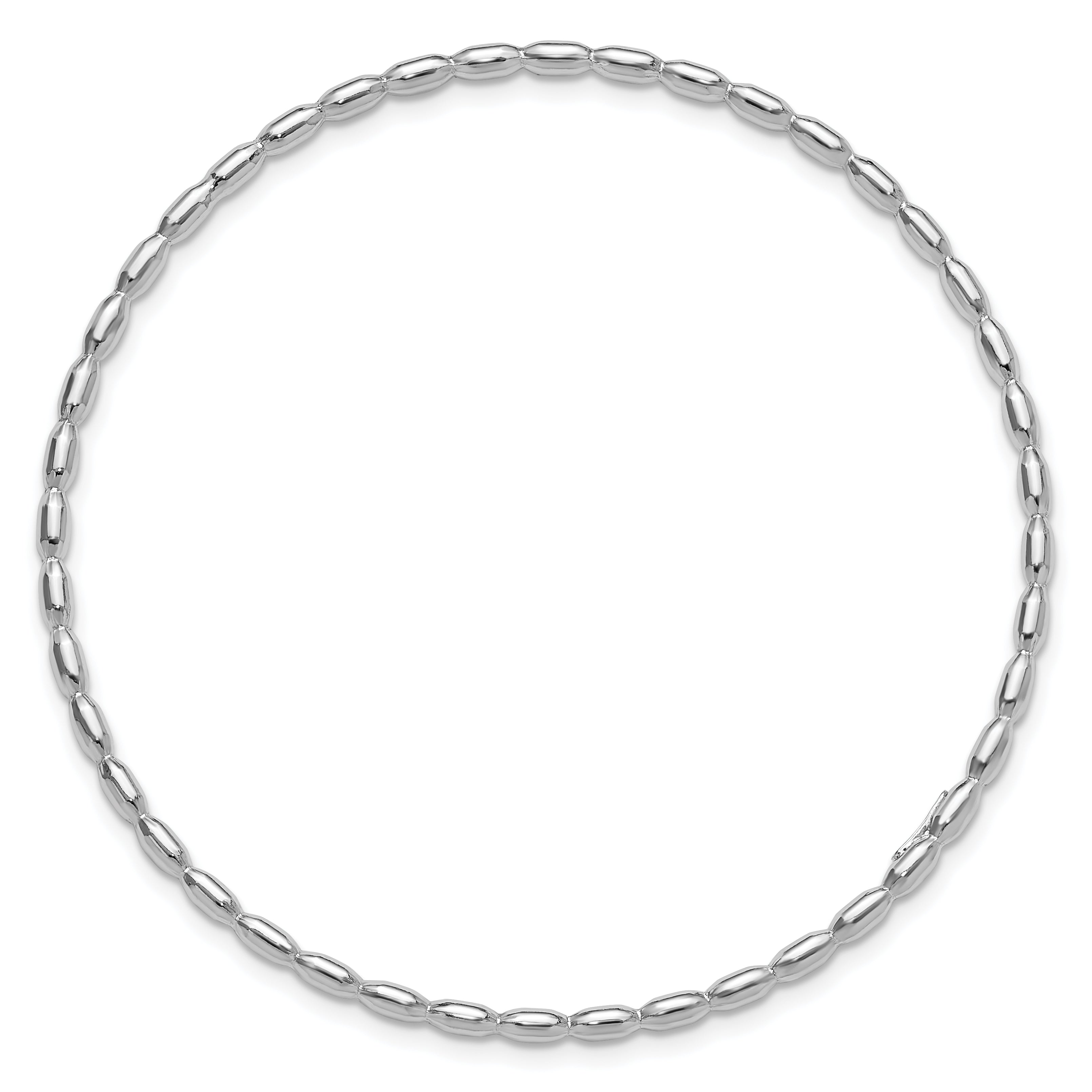 Sterling Silver Rhodium-plated Polished 2.30mm Slip on Bangle