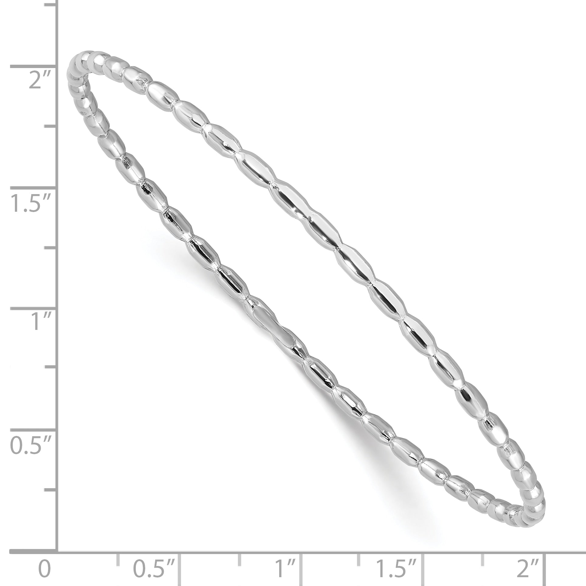 Sterling Silver Rhodium-plated Polished 2.30mm Slip on Bangle