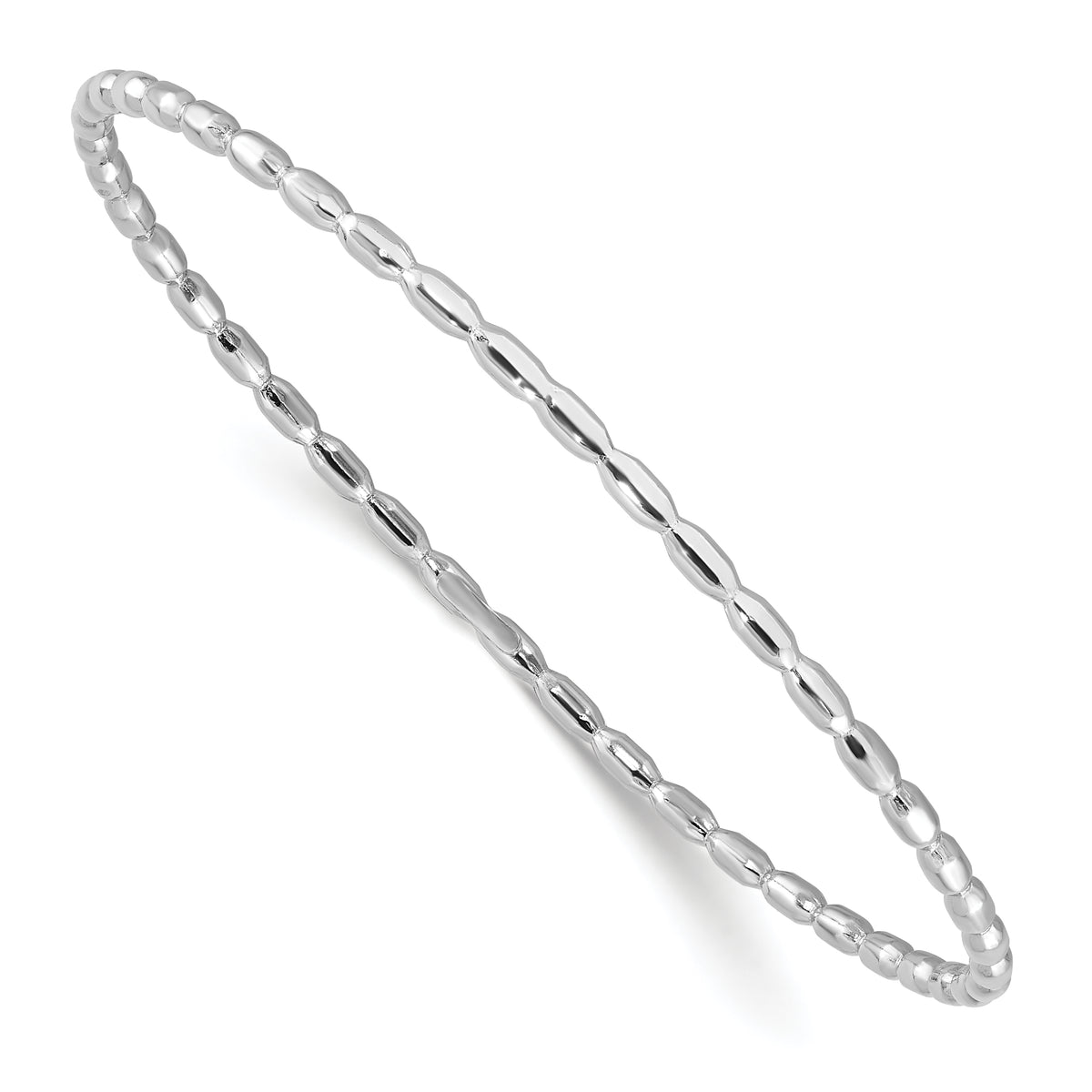 Sterling Silver Rhodium-plated Polished 2.30mm Slip on Bangle