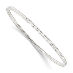 Sterling Silver Polished Textured Slip-on Bangle Bracelet