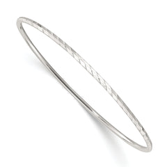 Sterling Silver Polished Diamond Cut Slip-on Bangle Bracelet