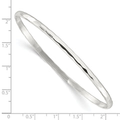 Sterling Silver Polished Faceted Slip-on Bangle Bracelet