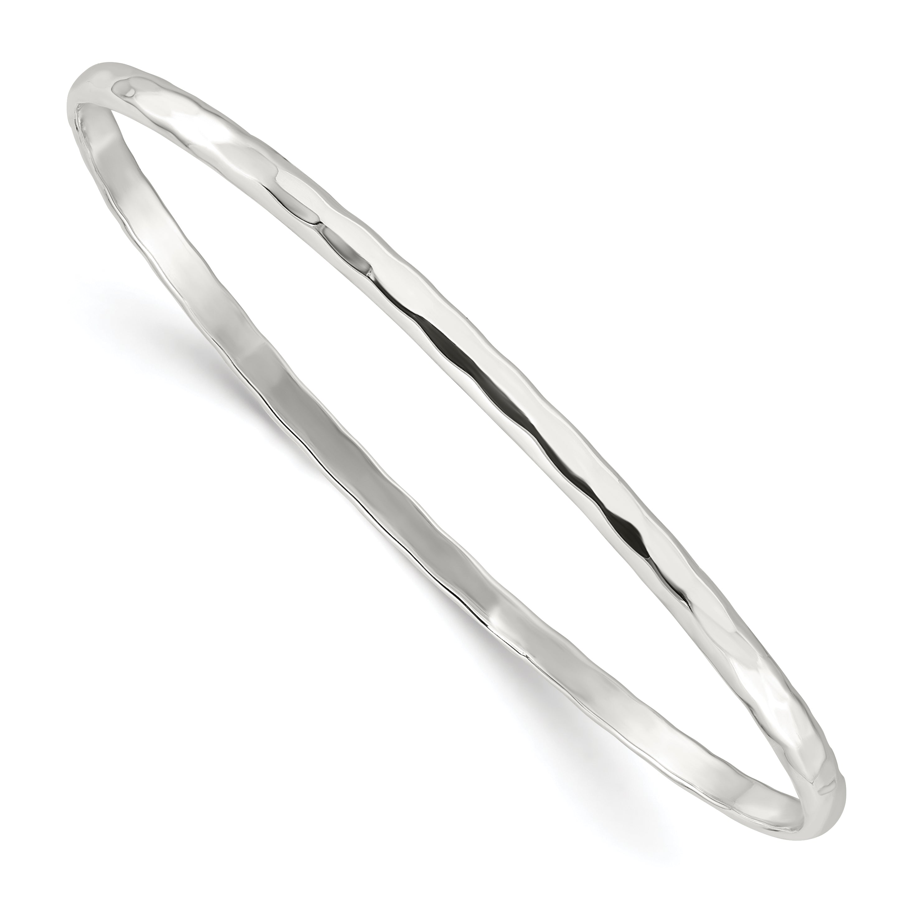 Sterling Silver Polished Faceted Slip-on Bangle Bracelet