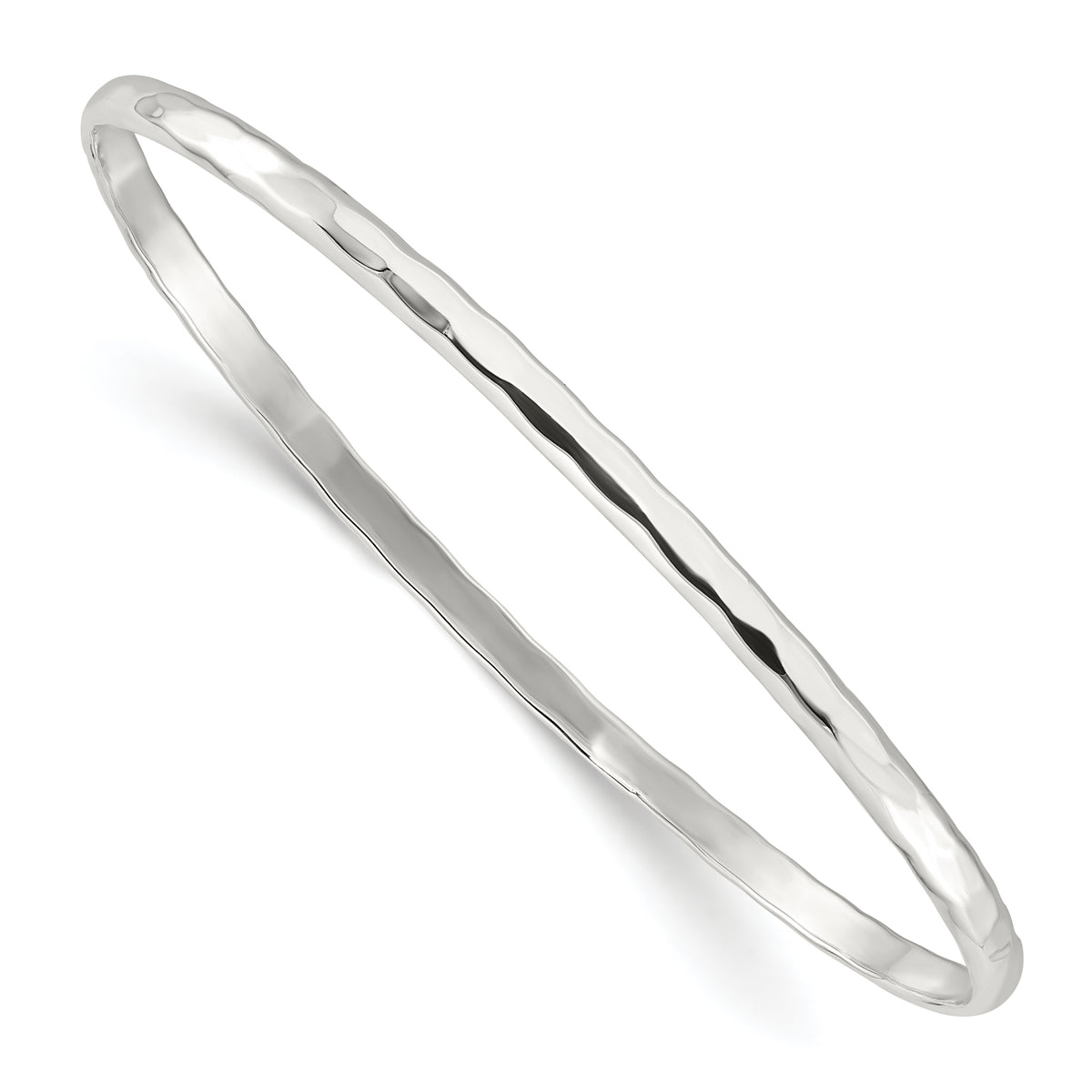 Sterling Silver Polished Faceted Slip-on Bangle Bracelet