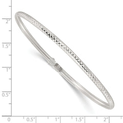 Sterling Silver Polished Diamond-Cut Flexible Bangle Bracelet