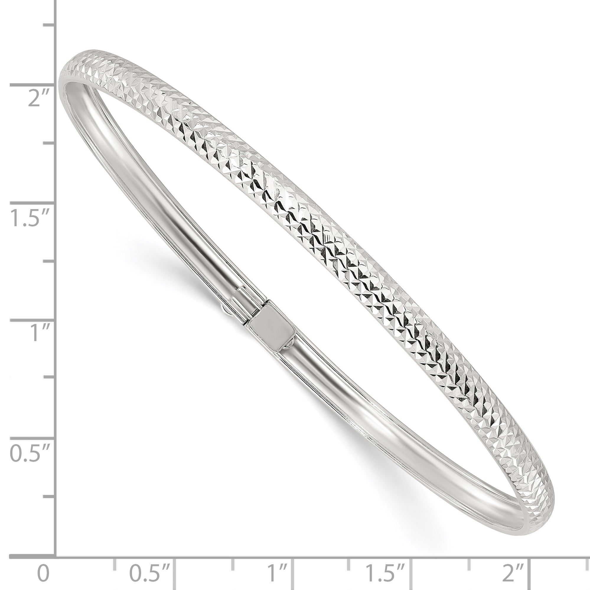 Sterling Silver Polished Diamond-Cut Flexible Bangle Bracelet