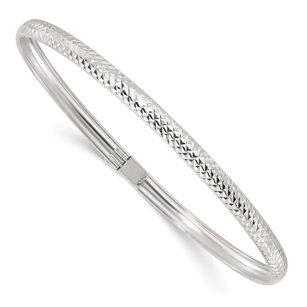 Sterling Silver Polished Diamond-Cut Flexible Bangle Bracelet