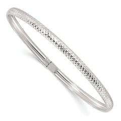 Sterling Silver Polished Diamond-Cut Flexible Bangle Bracelet