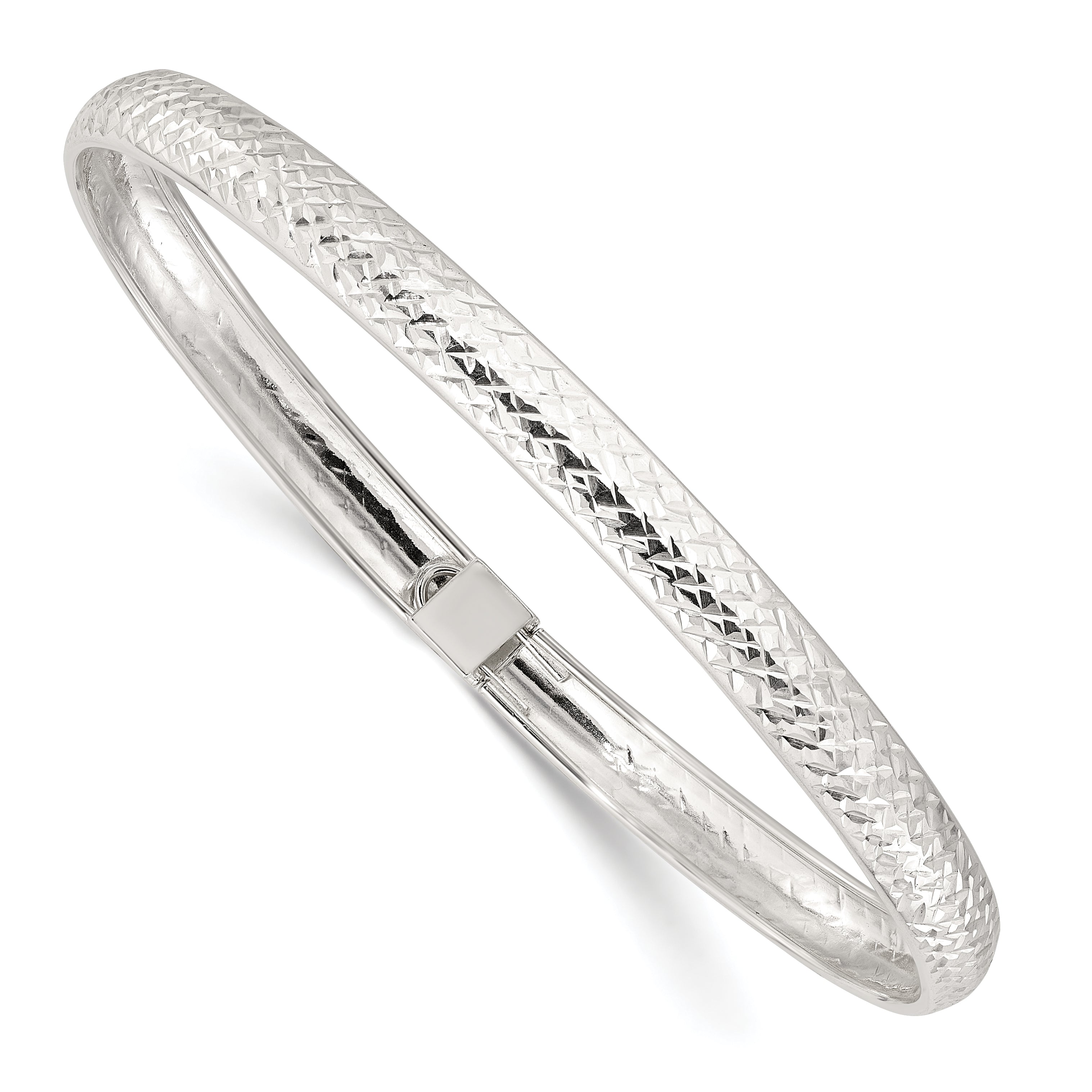 Sterling Silver Polished and D/C Flexible Bangle