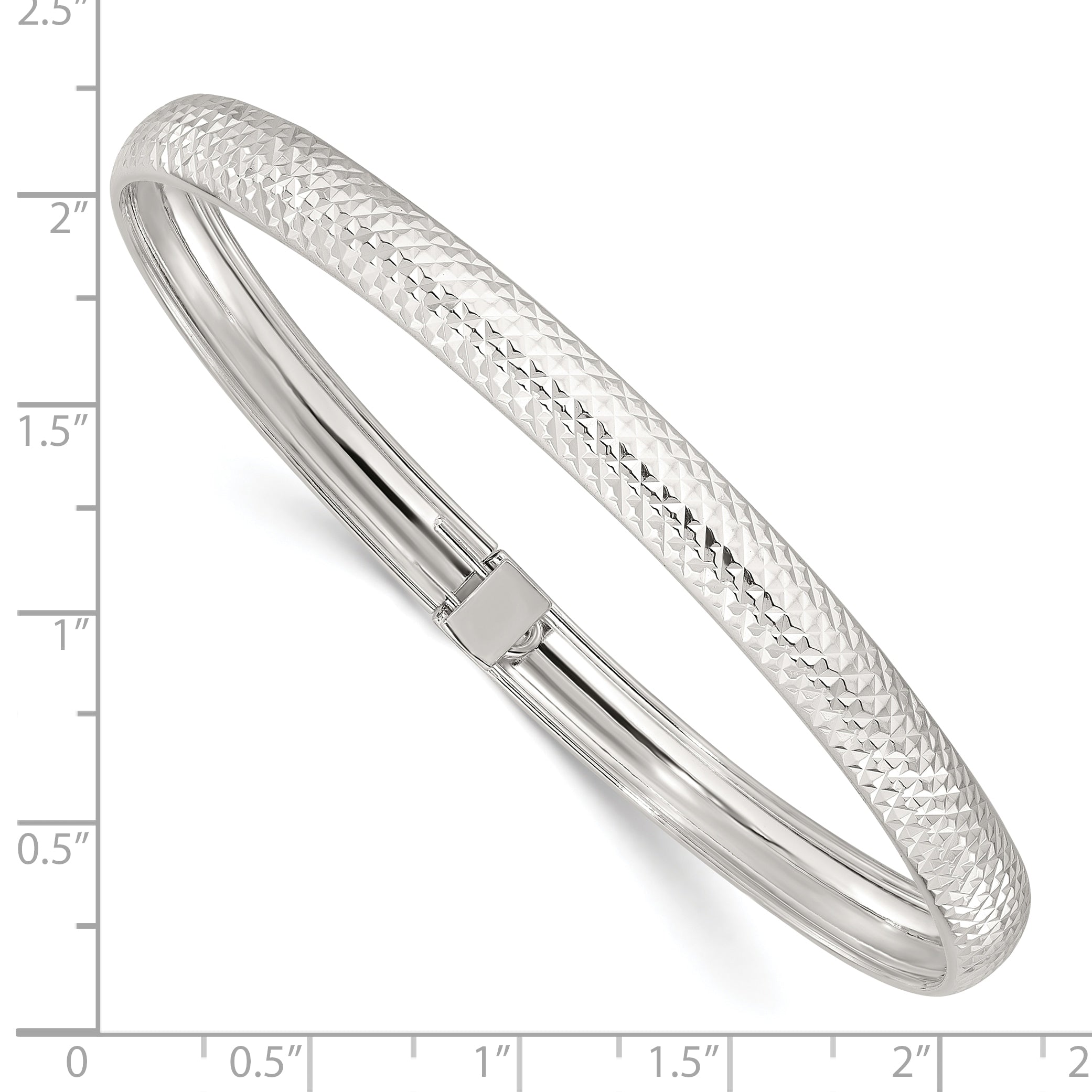 Sterling Silver Polished Diamond-cut Flexible Bangle Bracelet