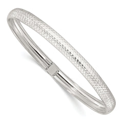 Sterling Silver Polished Diamond-cut Flexible Bangle Bracelet