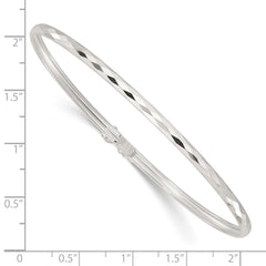 Sterling Silver Polished Textured Flexible Bangle Bracelet