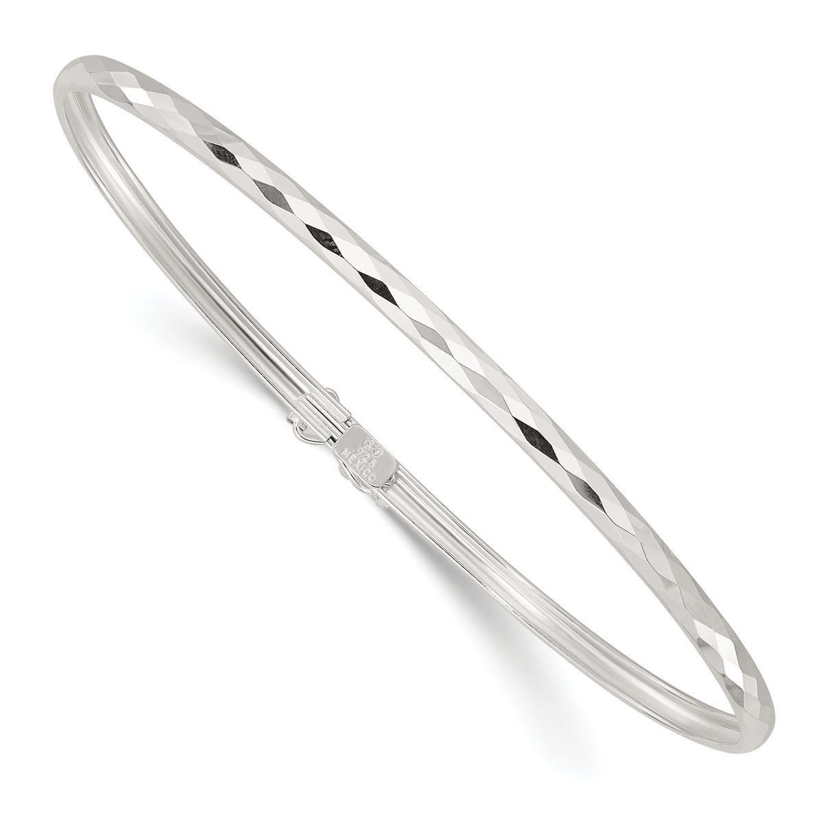 Sterling Silver Polished Textured Flexible Bangle Bracelet