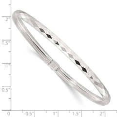 Sterling Silver Polished Textured Flexible Bangle Bracelet