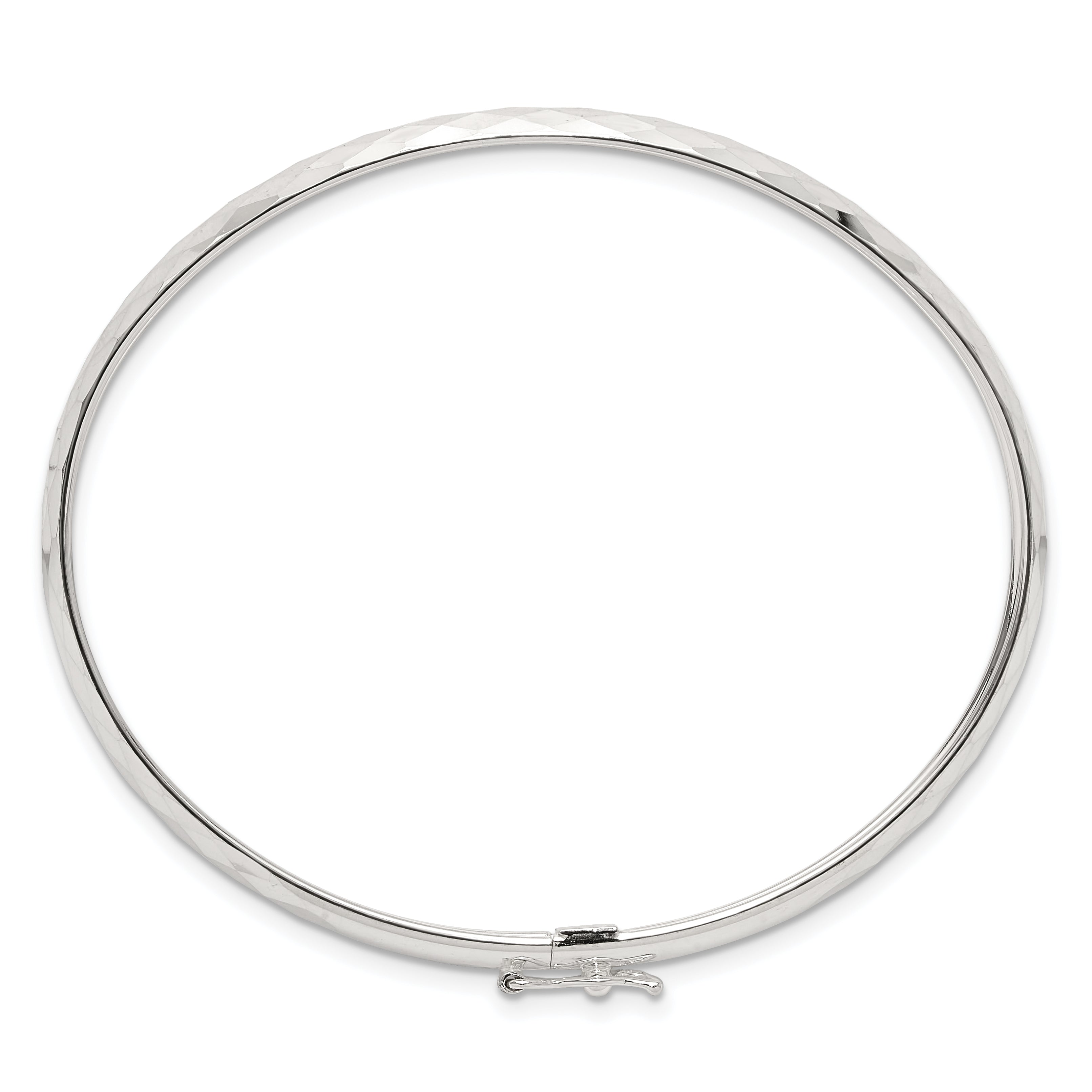 Sterling Silver Polished Textured Flexible Bangle Bracelet