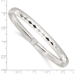 Sterling Silver Polished Textured Flexible Bangle Bracelet