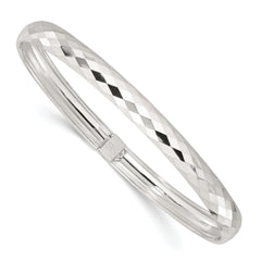 Sterling Silver Polished Textured Flexible Bangle Bracelet