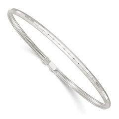 Sterling Silver Polished Textured Flexible Bangle Bracelet