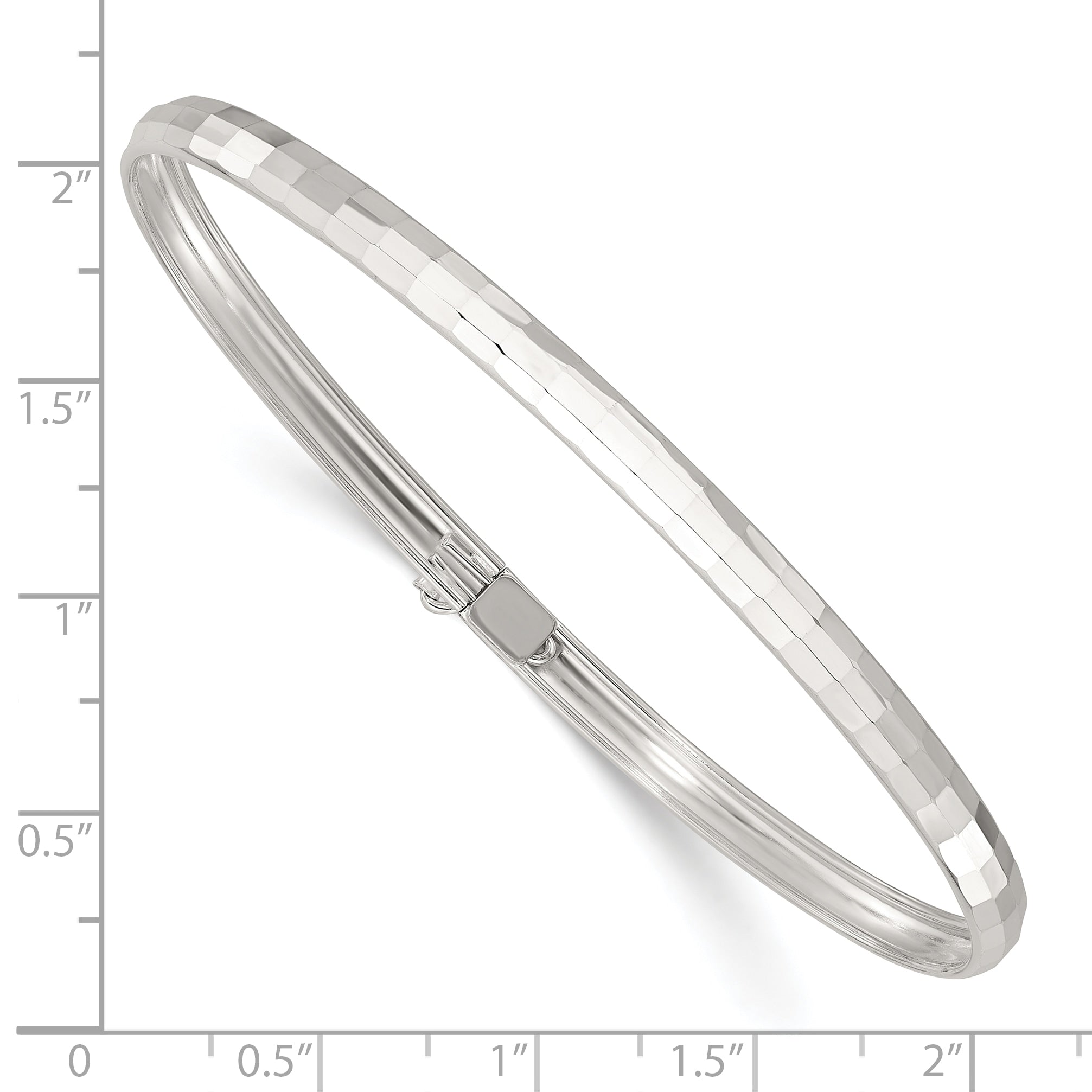 Sterling Silver Polished Textured Flexible Bangle Bracelet