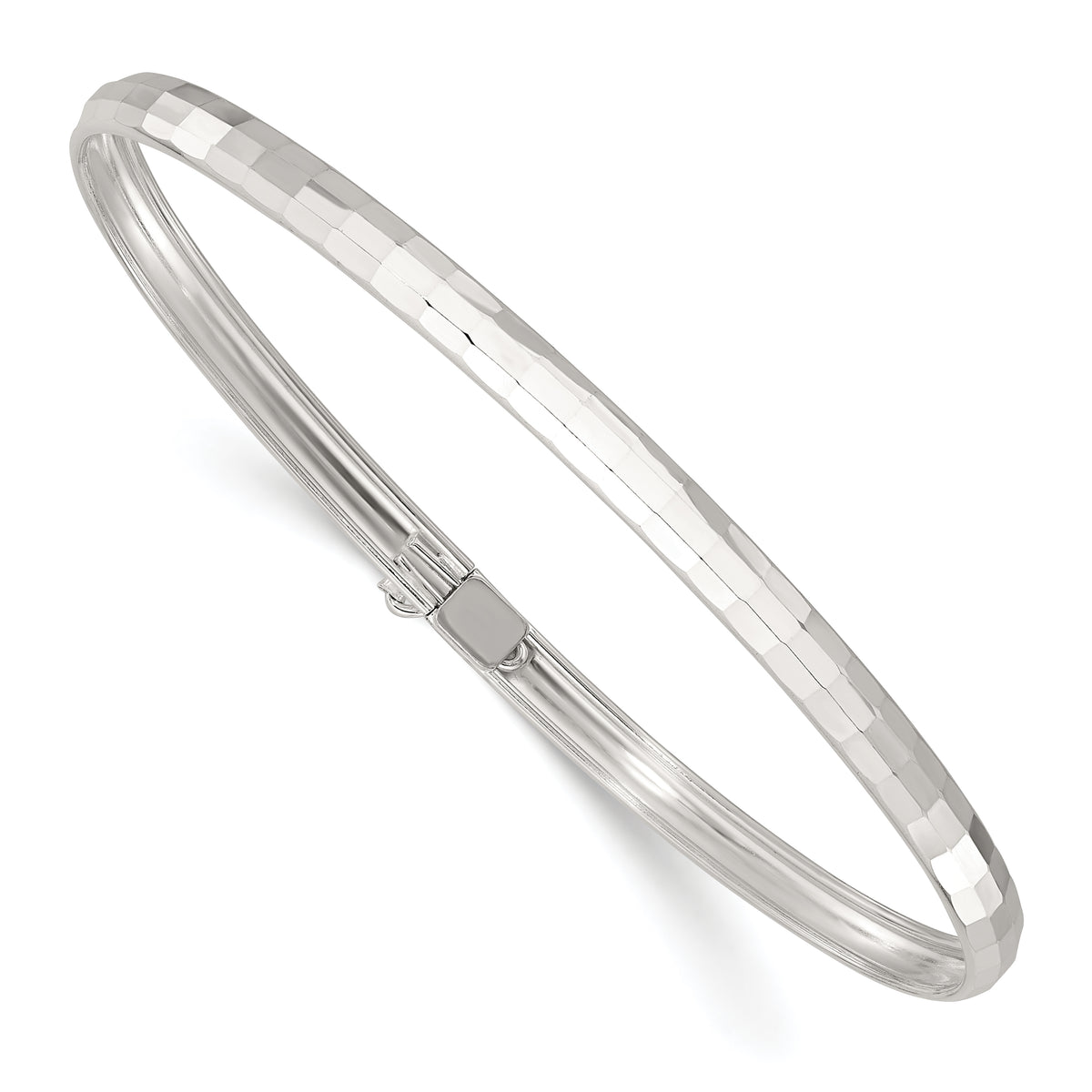 Sterling Silver Polished Textured Flexible Bangle Bracelet