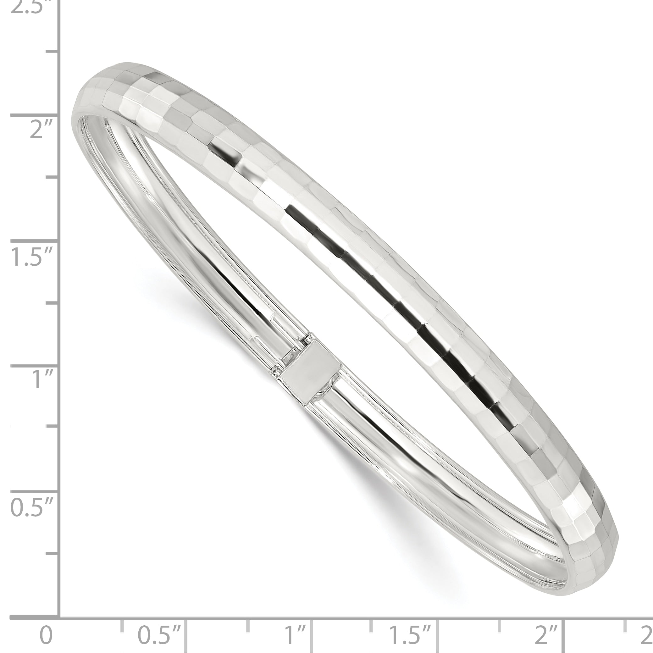 Sterling Silver Polished Textured Flexible Bangle Bracelet