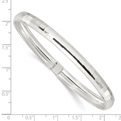 Sterling Silver Polished Textured Flexible Bangle Bracelet