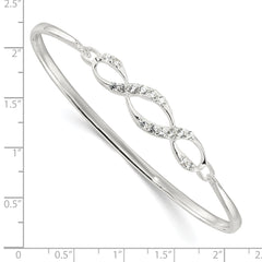 Sterling Silver Polished CZ Fancy Hook Bangle Bracelet