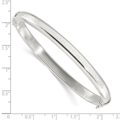 Sterling Silver Polished Textured Hinged Bangle Bracelet