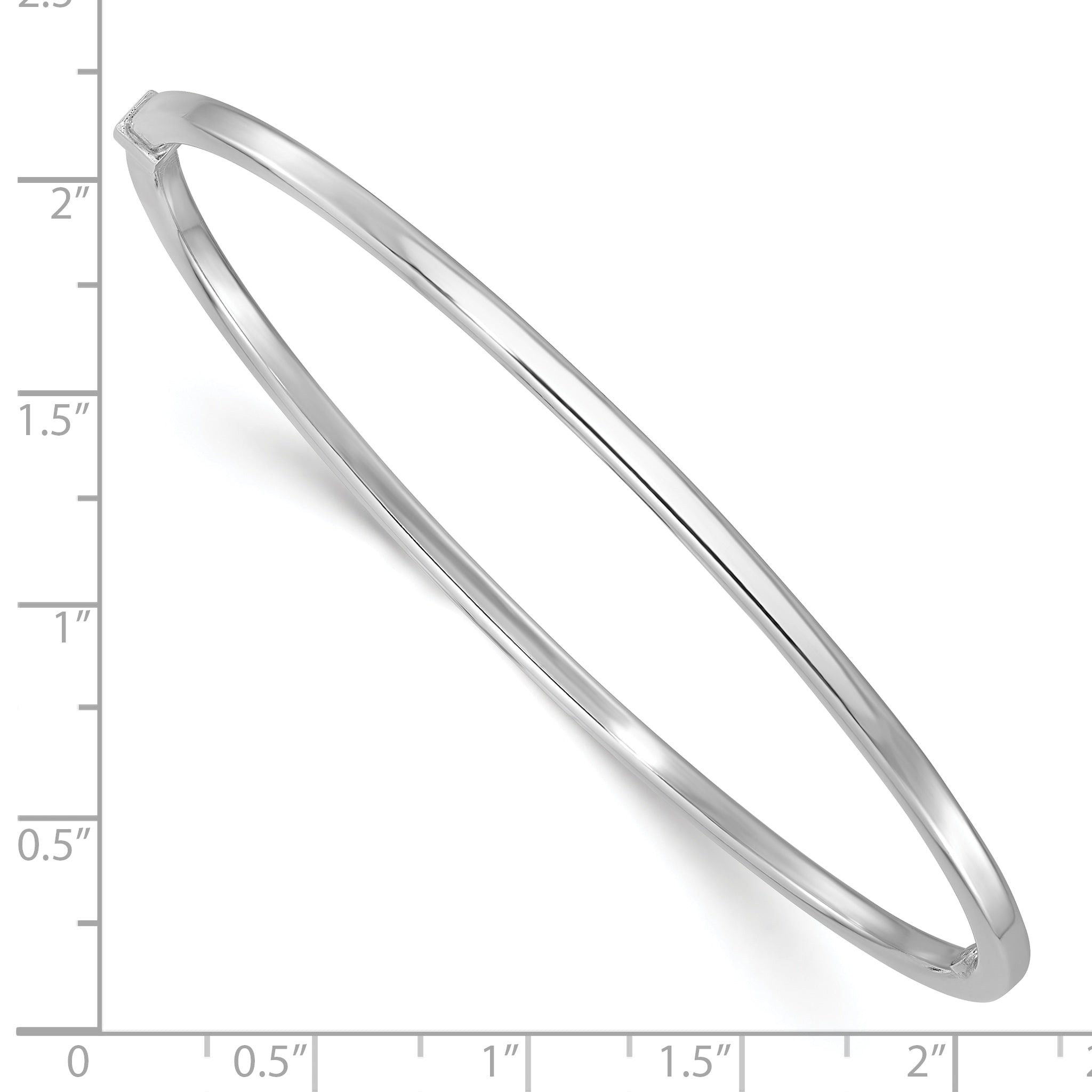 Sterling Silver Rhodium-plated Square Tube Slip On Bangle