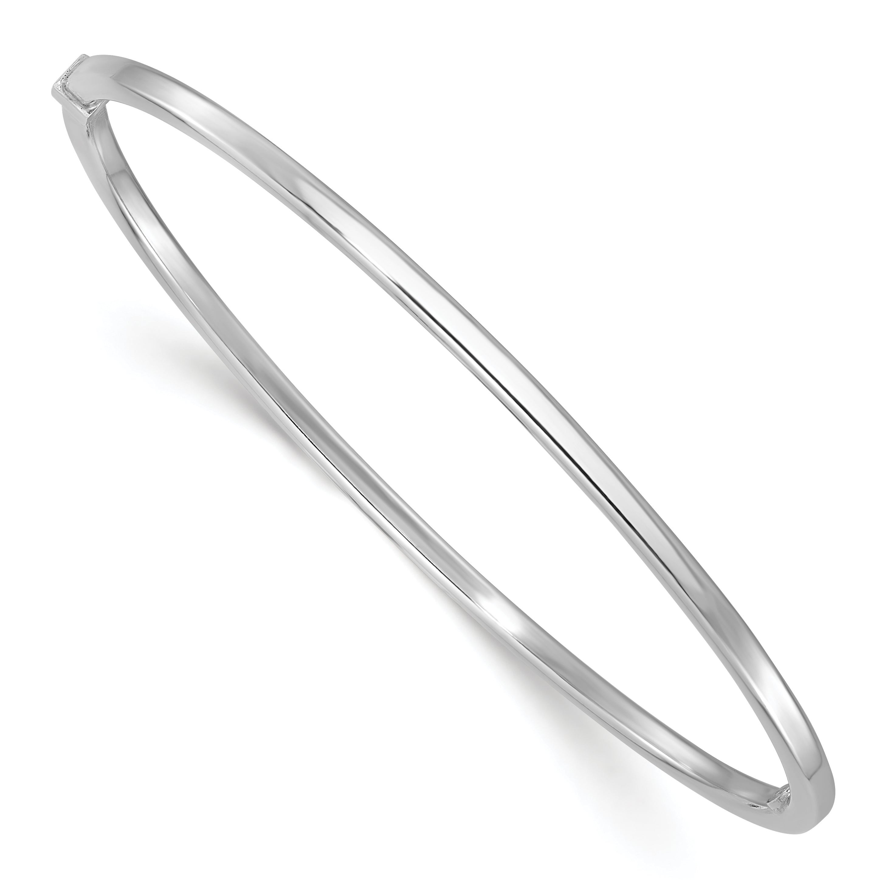 Sterling Silver Rhodium-plated Square Tube Slip On Bangle