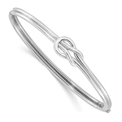 Sterling Silver Polished Rhodium-plated Knot Hinged Bangle Bracelet